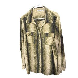 Notations Womens 2X Button-Up Shirt With Snake Print Pattern Long Sleeves Made I